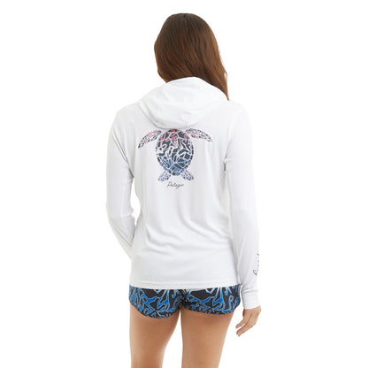 Pelagic Ws Hooded Fishing Shirt - Ws Vaportek Lionfish Turtle