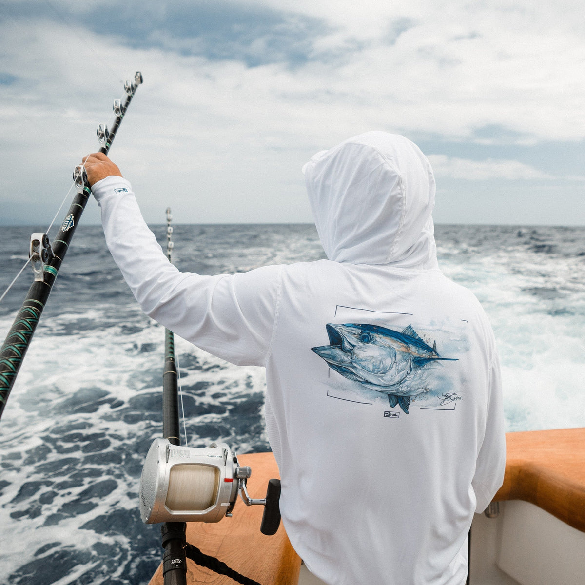 Pelagic Hooded Fishing Shirt - Vaportek Goione Tuna
